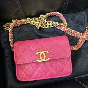 Chanel Mini Coin Purse with Chain – Pink Caviar Leather